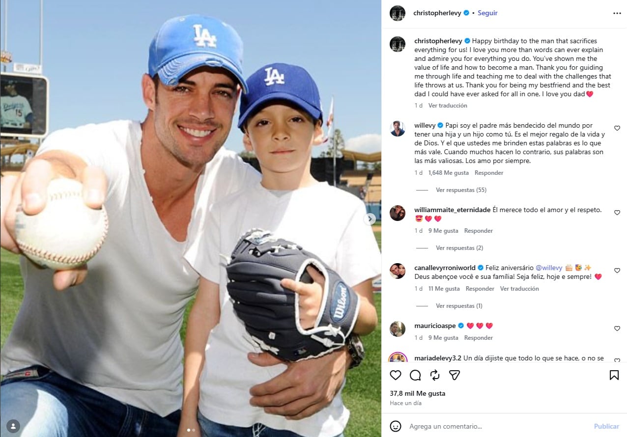 Felicitación de Cristopher Levy para su papá William Levy (Captura/Instagram @christopherlevy)