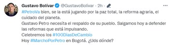 Senador Gustavo Bolívar convoca a