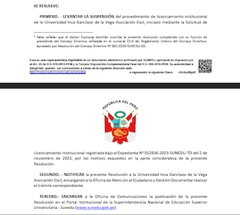 Resolución de Sunedu