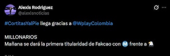 Falcao sería titular con Millonarios