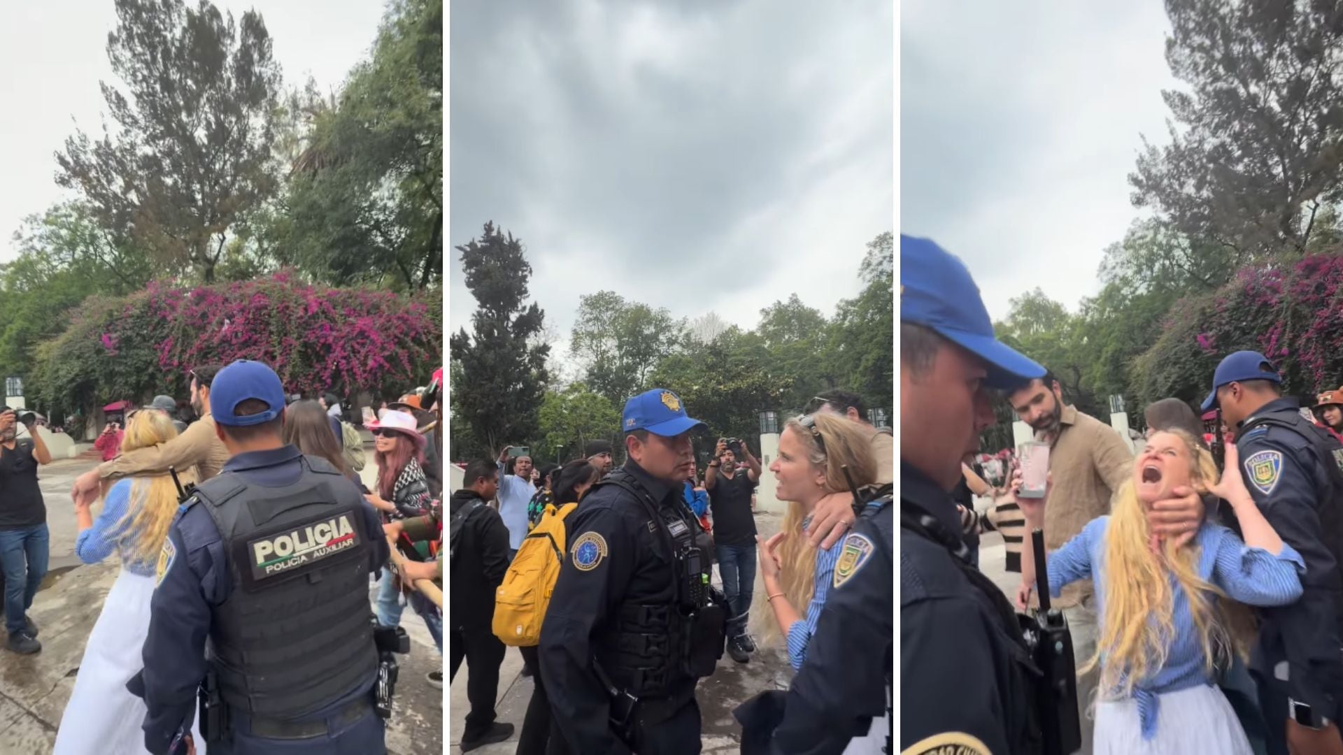 Mujer sionista extranjera se vuelve viral en la CDMX tras fingir agresión por parte de manifestantes