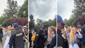 Mujer sionista extranjera se vuelve viral en la CDMX tras fingir agresión por parte de manifestantes