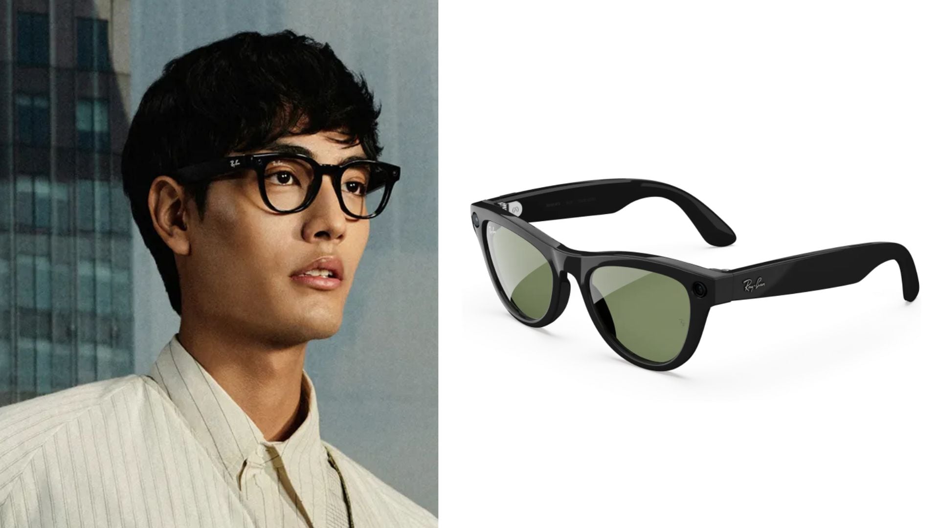 La eliminación de la cámara haría posible un diseño más discreto, con patillas más pequeñas y similares a las de unos anteojos tradicionales. (Ray-Ban / Meta)