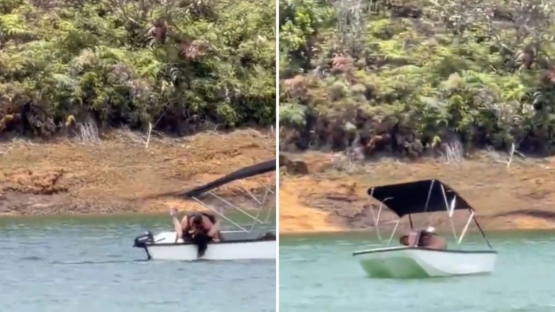 La escena en un bote de Guatapé que provocó reacciones y especulaciones en redes sociales - crédito @ColombiaOscura/X