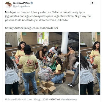 Gustavo Petro había señalado previamente que sus hijas trabajarían en la recolección de ayudas sin buscar exposición en las zonas afectadas - crédito @petrogustavo/X