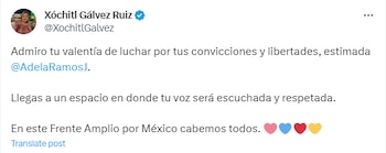 Xóchitl Gálvez le dio la