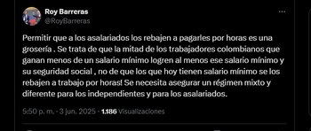 Roy Barreras calificó la propuesta