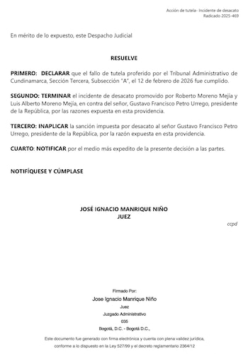 A decisão foi tomada após análise do cumprimento das alterações exigidas pelo tribunal em relação à declaração do Presidente de outubro de 2025 – crédito @HombreJurista/X