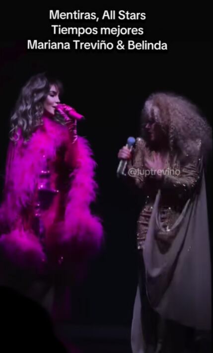 Belinda y Mariana Treviño en la primera función de Mentiras All Stars. (TikTok: @luptrevino)