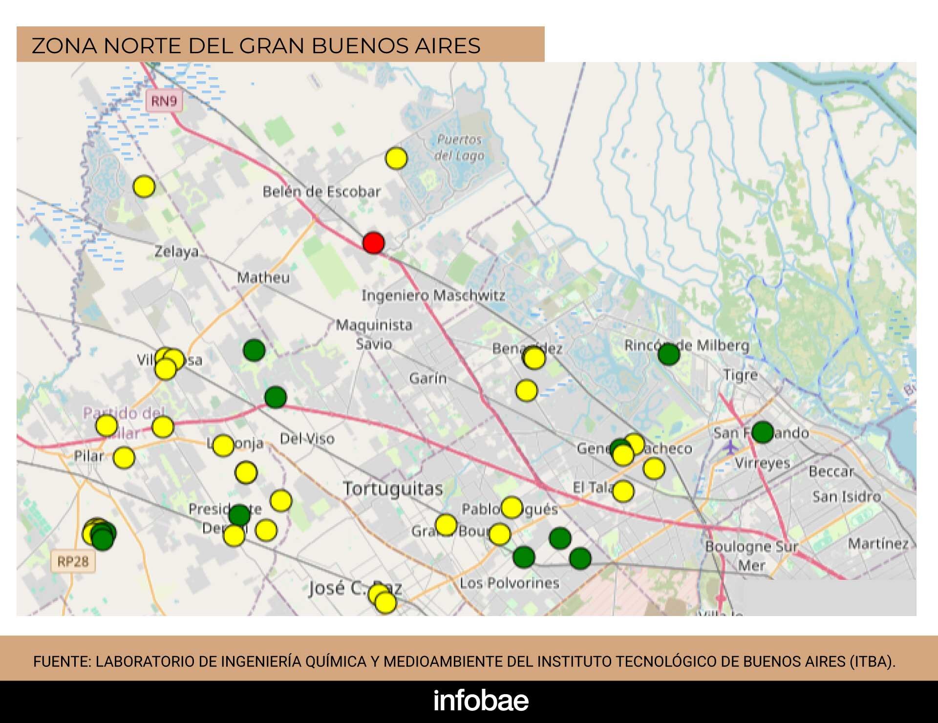 El corredor de Zona Norte del conurbano, otro lugar de PBA en donde las mediciones de arsénico en el agua no son las deseables