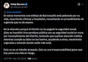 Heidy Barrera denunció que los