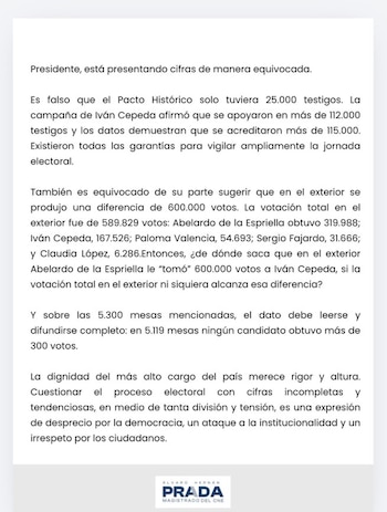 Álvaro Hernán Prada le salió al paso a Gustavo Petro