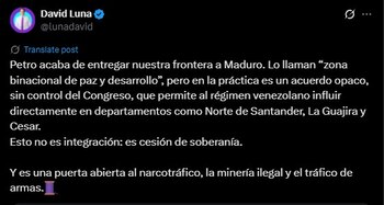 David Luna acusó a Petro