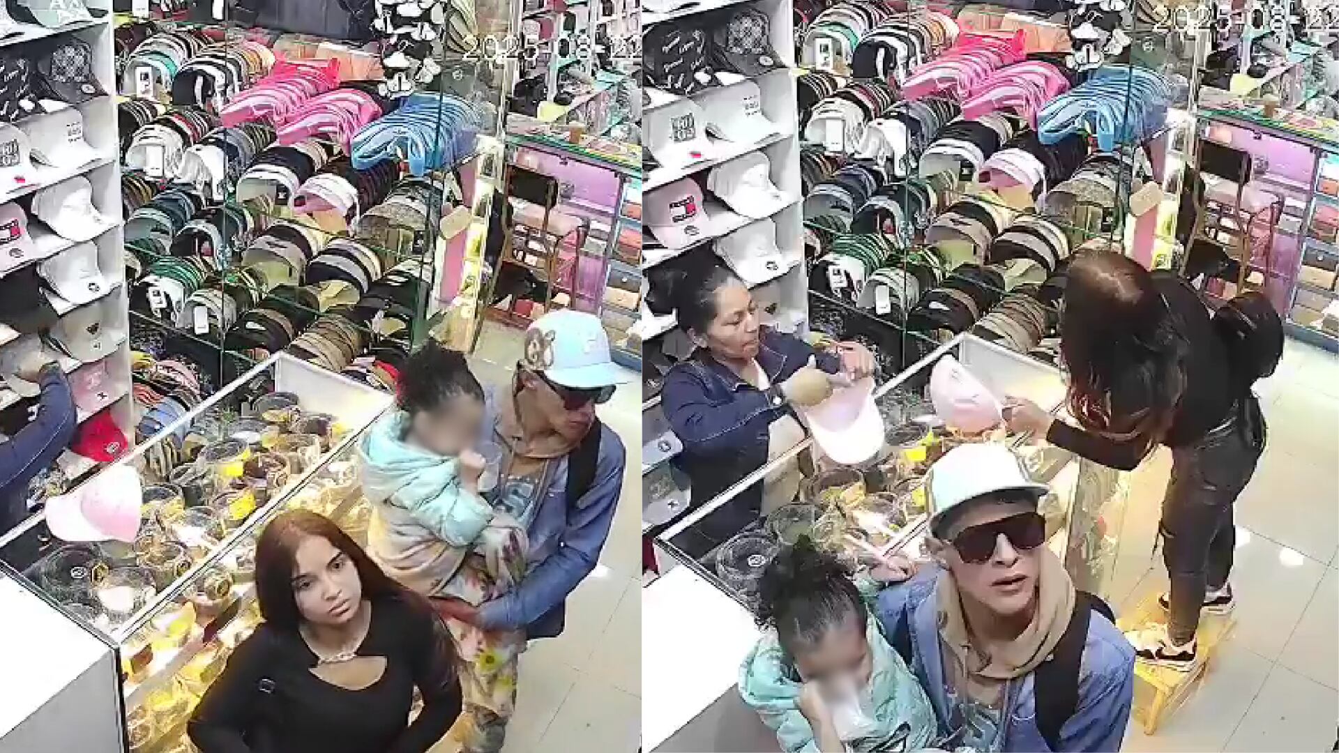 Las cámaras del local mostraron las maniobras que hizo la pareja para llevarse algunos artículos - crédito @PasaenBogota / X