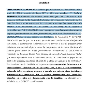 PJ confirma anulación de la