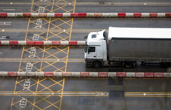 A truck inside the Port