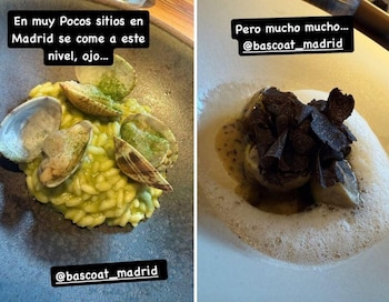 Imágenes de los platos que Dabiz Muñoz probó en Bascoat (Instagram / @dabizdiverxo)