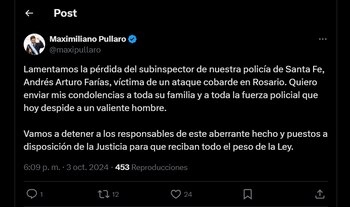 El tweet del gobernador Maximiliano