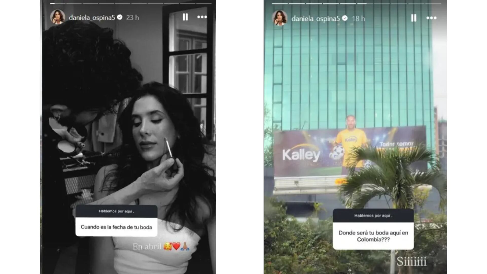 La pareja, que reside en Estados Unidos, confirmó que la boda religiosa se realizará en Colombia y no implicará un cambio definitivo de residencia - crédito @daniela_ospina5/ Instagram