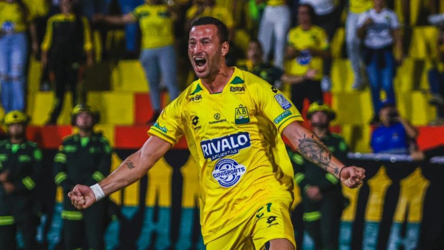 Luciano Pons, figura del primer tiempo del partido Bucaramanga vs. Santa Fe por su gol - crédito Atlético Bucaramanga