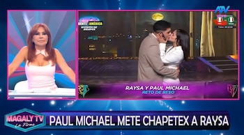 Magaly Medina analiza el beso de Paul Michael y Raiza Ortiz y cuestiona sus explicaciones: “¿Quién se les va a creer?”. Captura: Magaly TV La Firme.