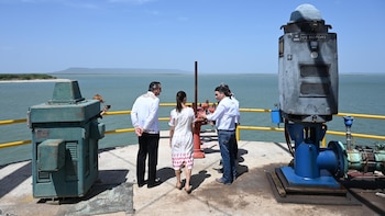 Sheinbaum supervisa segundo acueducto en Ciudad Victoria para atender problemática de agua. (Foto: Presidencia)