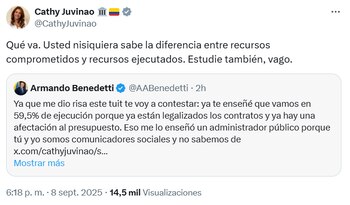 La representante sentenció la discusión con el ministro - crédito @CathyJuvinao/x