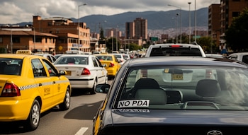 Vista traseira de um veículo escuro com decalque