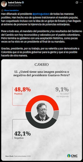 Isabel Zuleta agradeció al mandatario