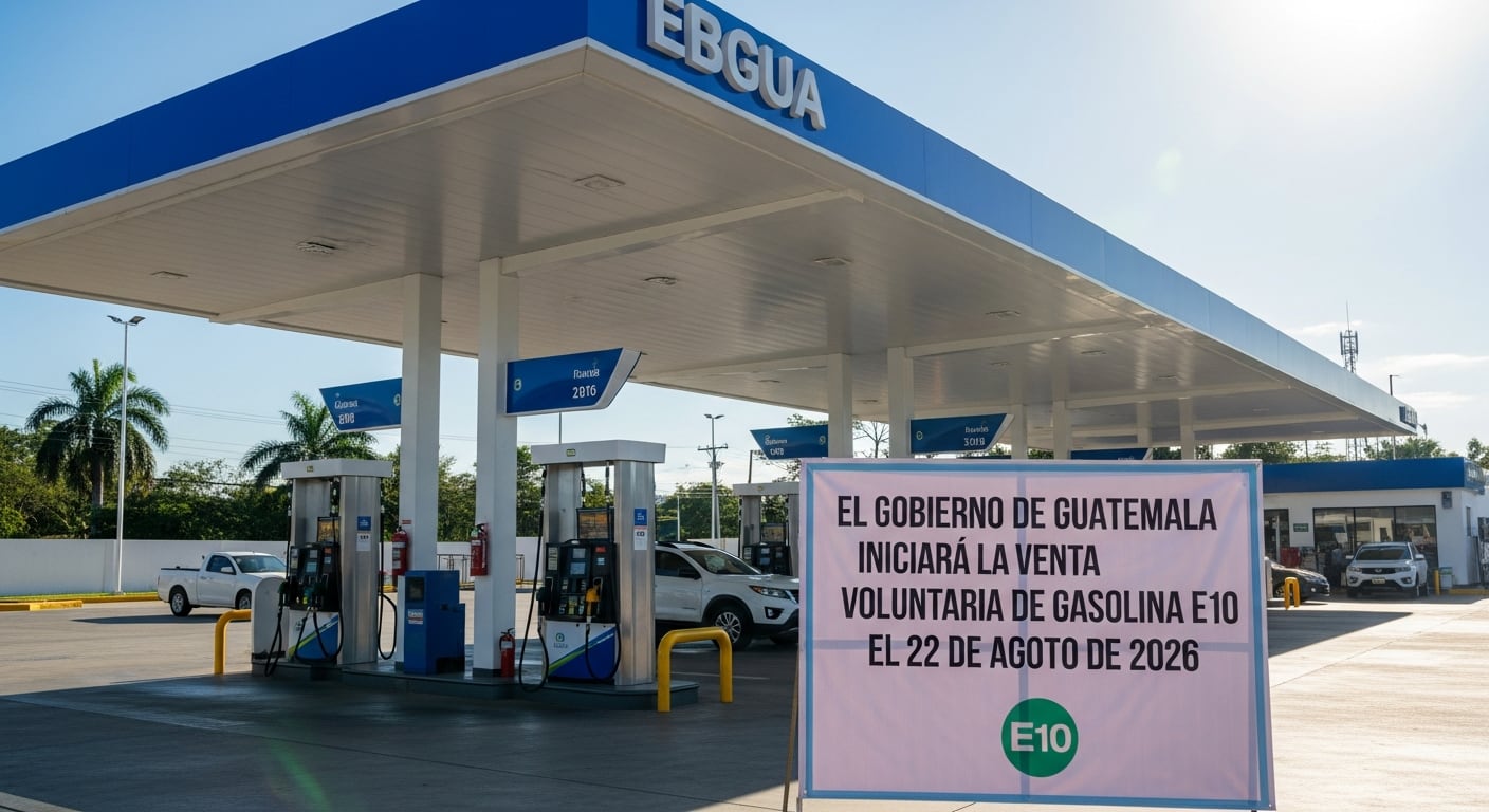 El Gobierno de Guatemala iniciará la venta voluntaria de gasolina E10 el 22 de agosto de 2026