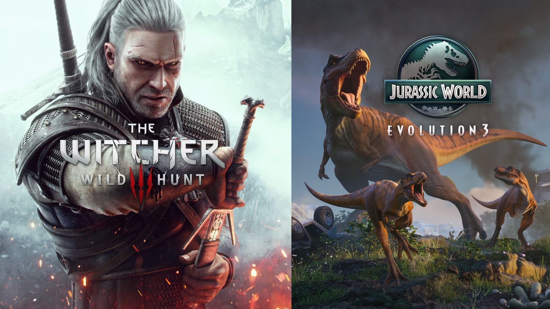 La entrega de The Witcher y Jurassic Wolrd son de las que más llaman la atención de los jugadores. (Fotocomposición Infobae)