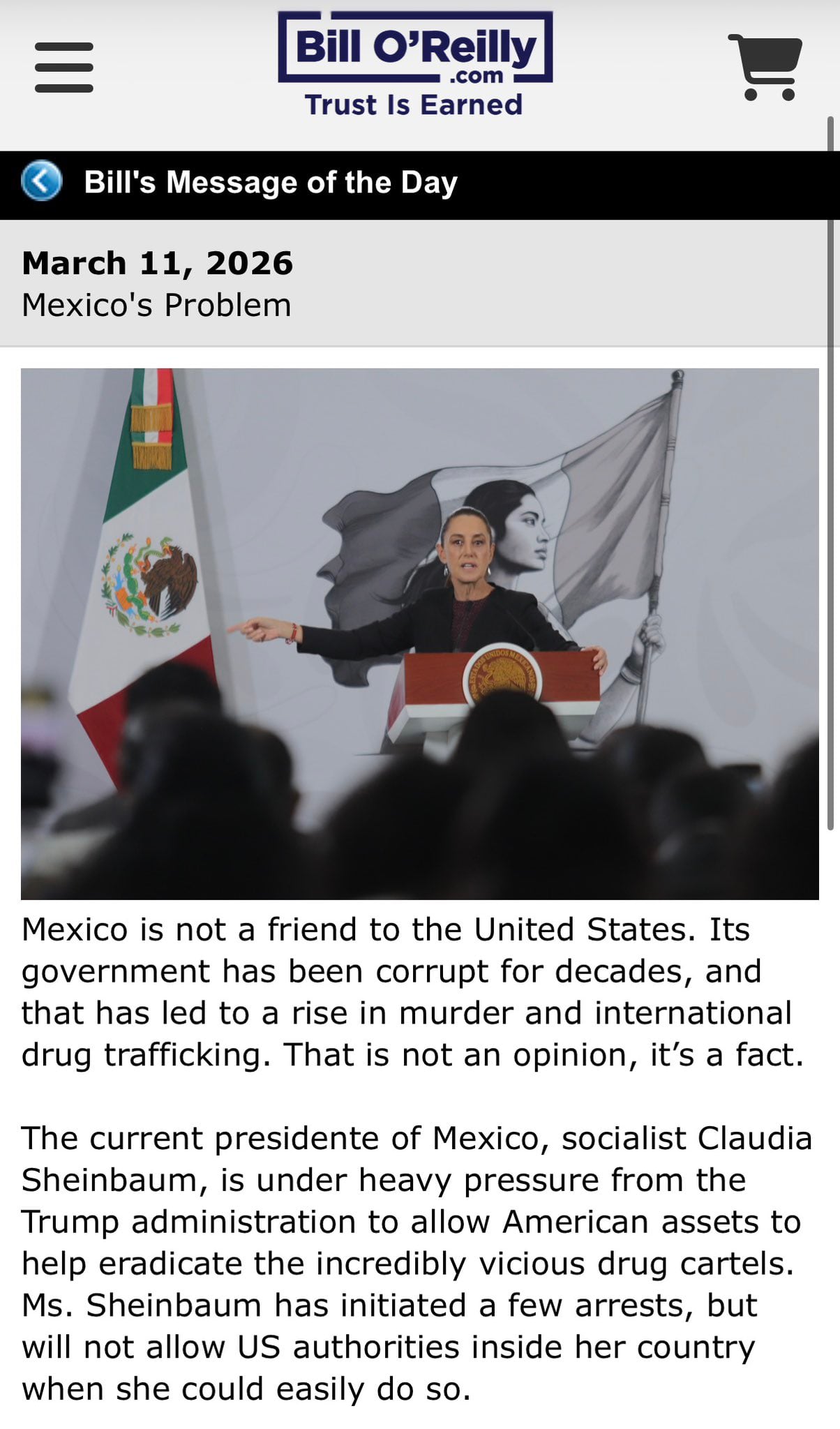 El exmandatario compartió en Truth Social un texto de Bill O’Reilly donde se atribuye a la corrupción el alza de homicidios y el tráfico internacional de drogas (Archivo Infoabe)