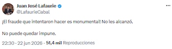 Juan José Lafaurie denunció intento de fraude y exigió sanciones tras elecciones - crédito @LafaurieCabal/X