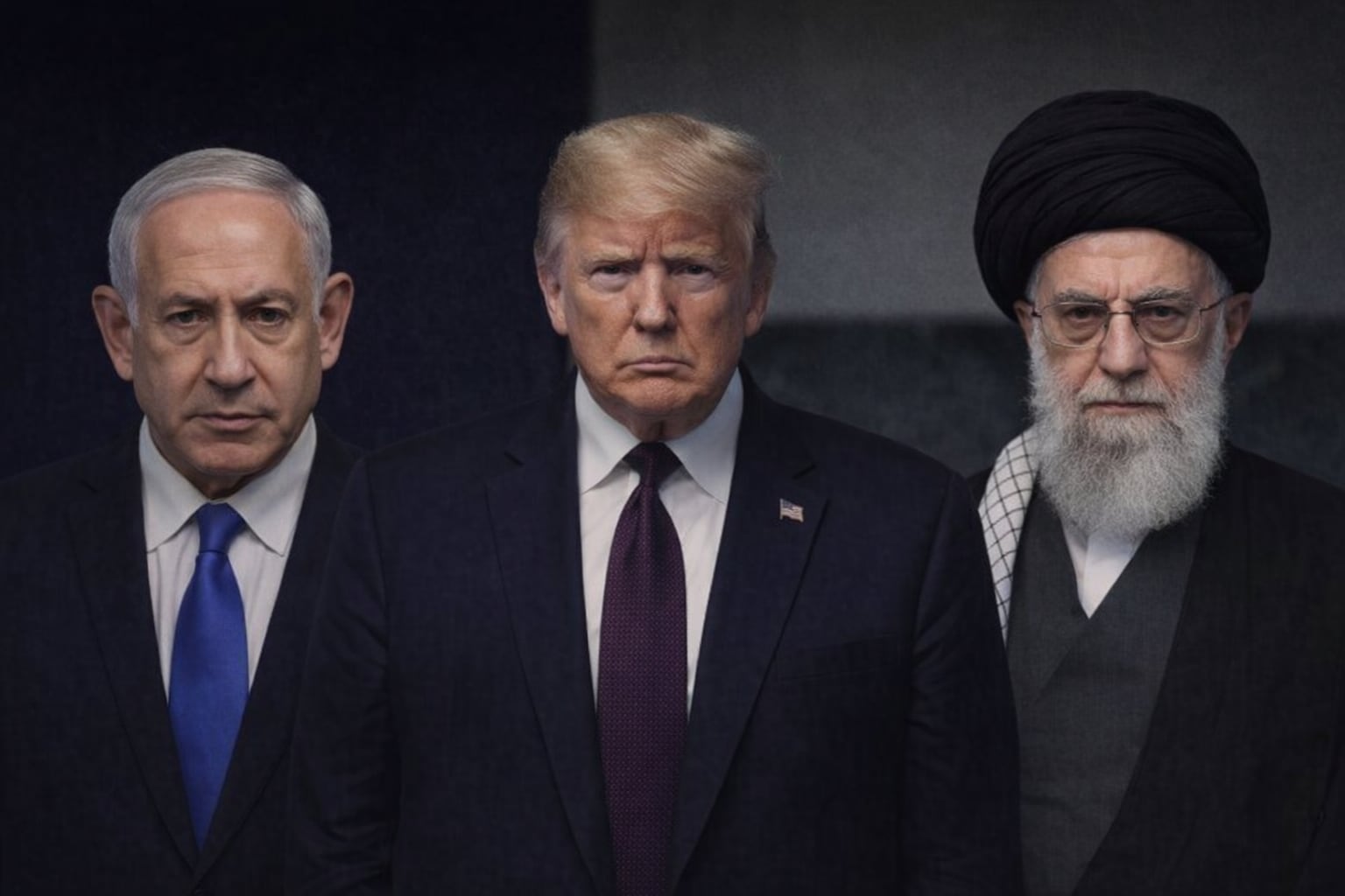 El primer ministro Benjamin Netanyahu de Israel, el presidente de los Estados Unidos Donald Trump de Estados Unidos y Ali Khamenei Ayatollah de Irán (Imagen Ilustrativa Infobae)