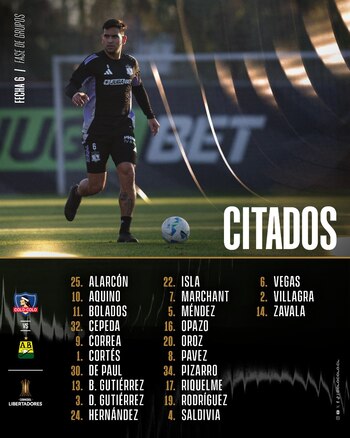 Estos son los jugadores que tendrá el Cacique para recibir al Atlético Bucaramanga - crédito @ColoColo / X