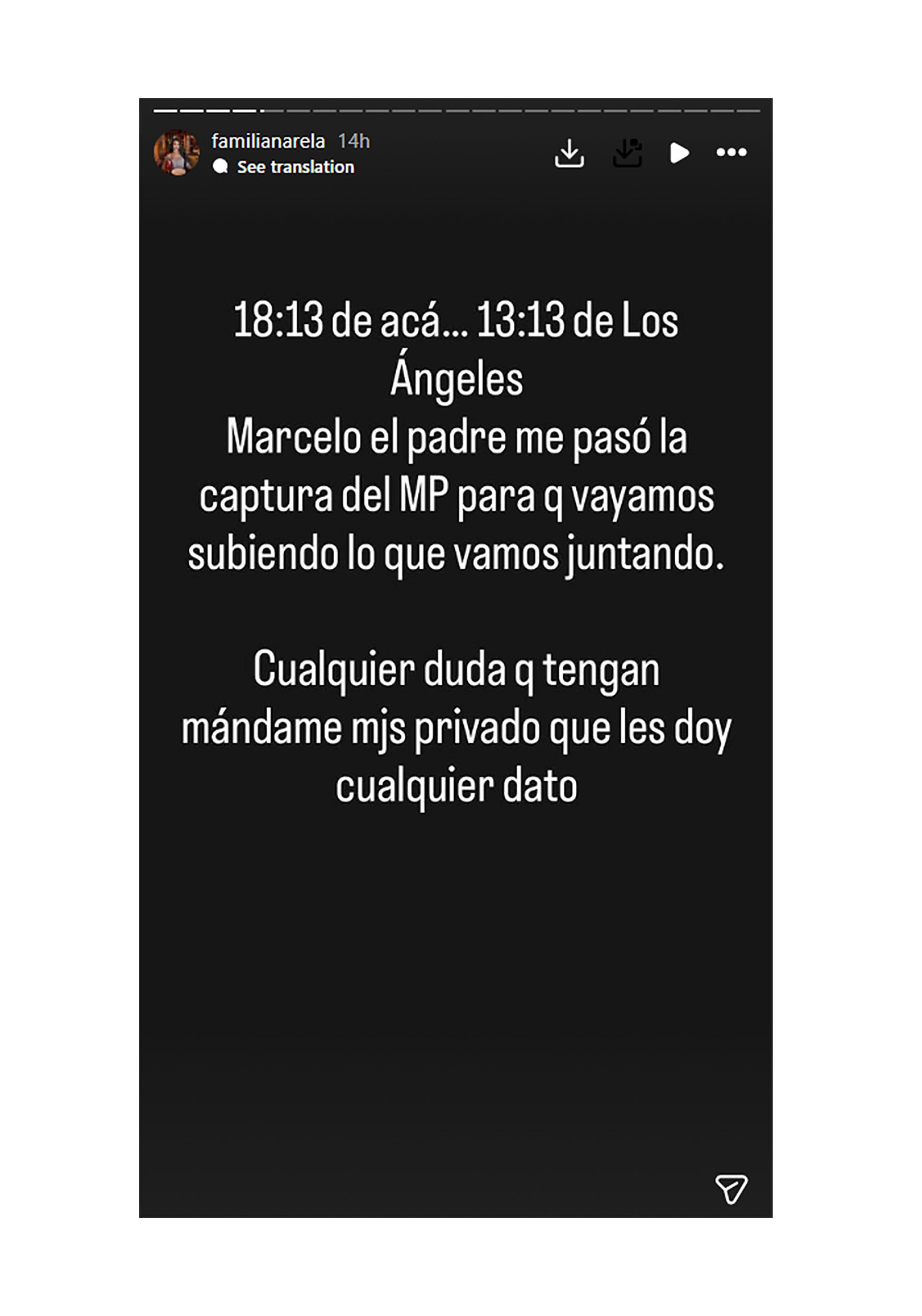 Marcelo Barreto informa el dinero que se va juntando en la cuenta familiar para poder afrontar los gastos para la repatriación del cuerpo de Narela