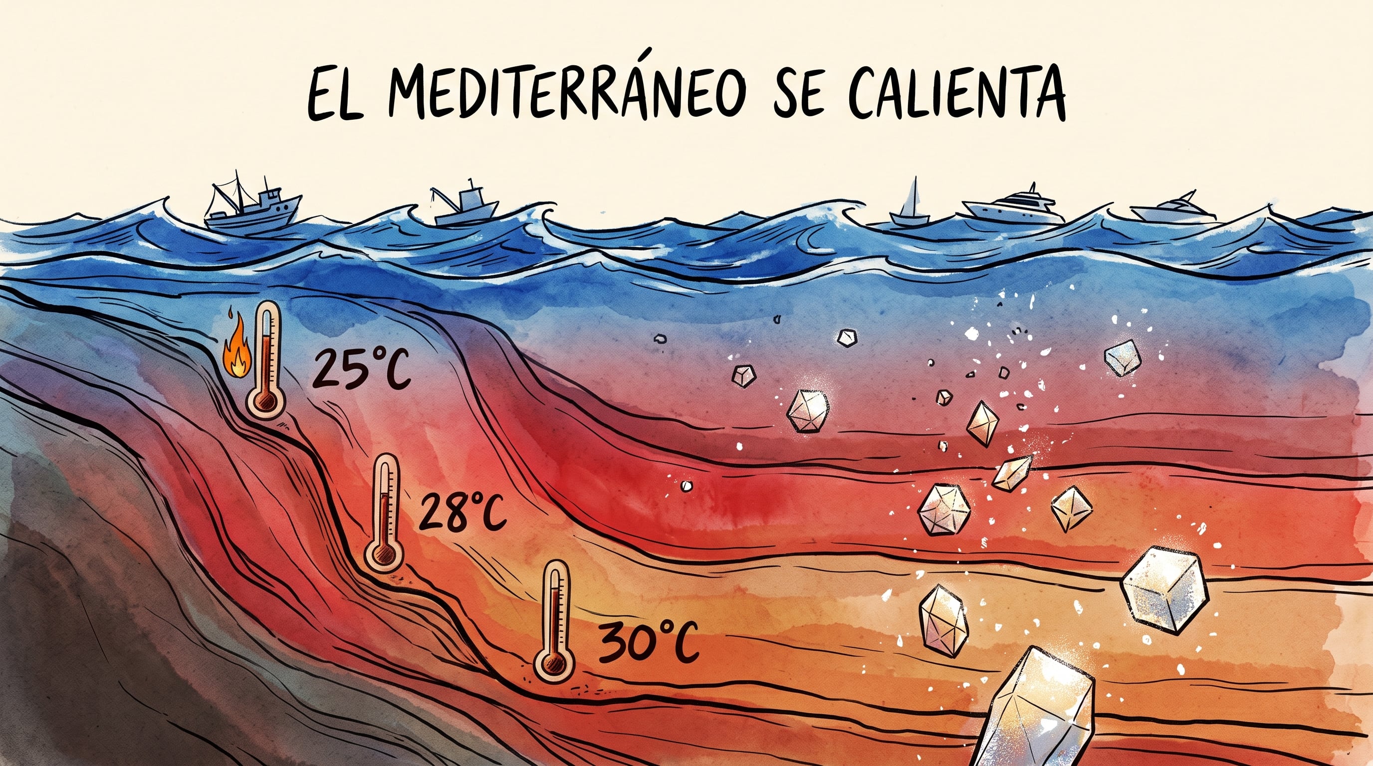 El mar Mediterráneo se calienta y se vuelve más salado a una velocidad creciente, incluso en aguas profundas (Imagen Ilustrativa Infobae)