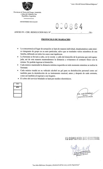 La resolución 864/20 del ministerio