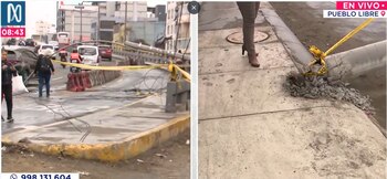 Un poste de concreto colapsó