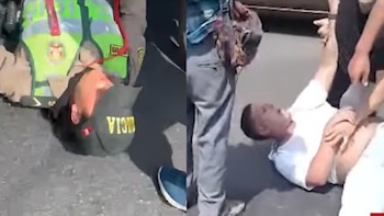 La suboficial Ramírez Cubas fue trasladada al hospital policial, donde fue diagnosticada con policontusiones y permanece en observación, aunque sin lesiones graves. (Créditos: Panamericana TV)