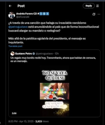 Andrés Forero cuestionó al presidente