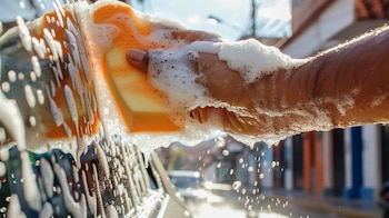 El agua, jabón y un