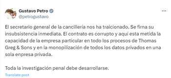 Gustavo Petro despidió a José