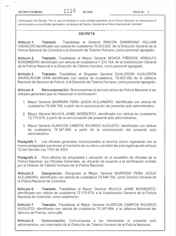 La base jurídica de la decisión se apoya en el artículo 70 del Decreto Ley 1791 de 2000, que permite reincorporar en cualquier tiempo al personal retirado por solicitud propia o por llamamiento a calificar servicios, previo concepto favorable de la junta asesora en el caso de los oficiales - Ministerio de Defensa