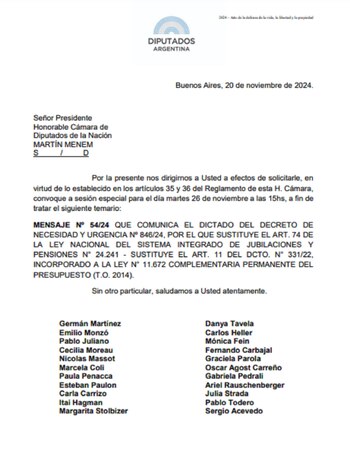 Convocatoria a sesión especial para