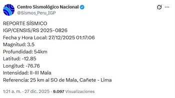 Sismo de 3.5 se registró