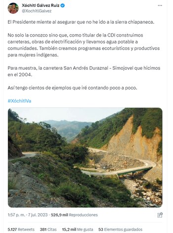 (Foto: Twitter @XochitlGalvez)