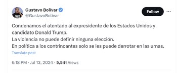 Gustavo Bolívar condenó el atentado