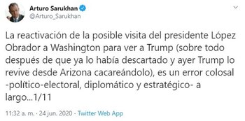 Twitt Arturo Sarukhan (Foto: Twitter@Arturo_Sarukhan)
