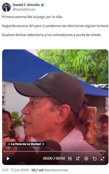 El representante electo Daniel Briceño acusó a Gustavo Bolívar de infundir miedo tras advertencias sobre violencia electoral - crédito @Danielbricen/X
